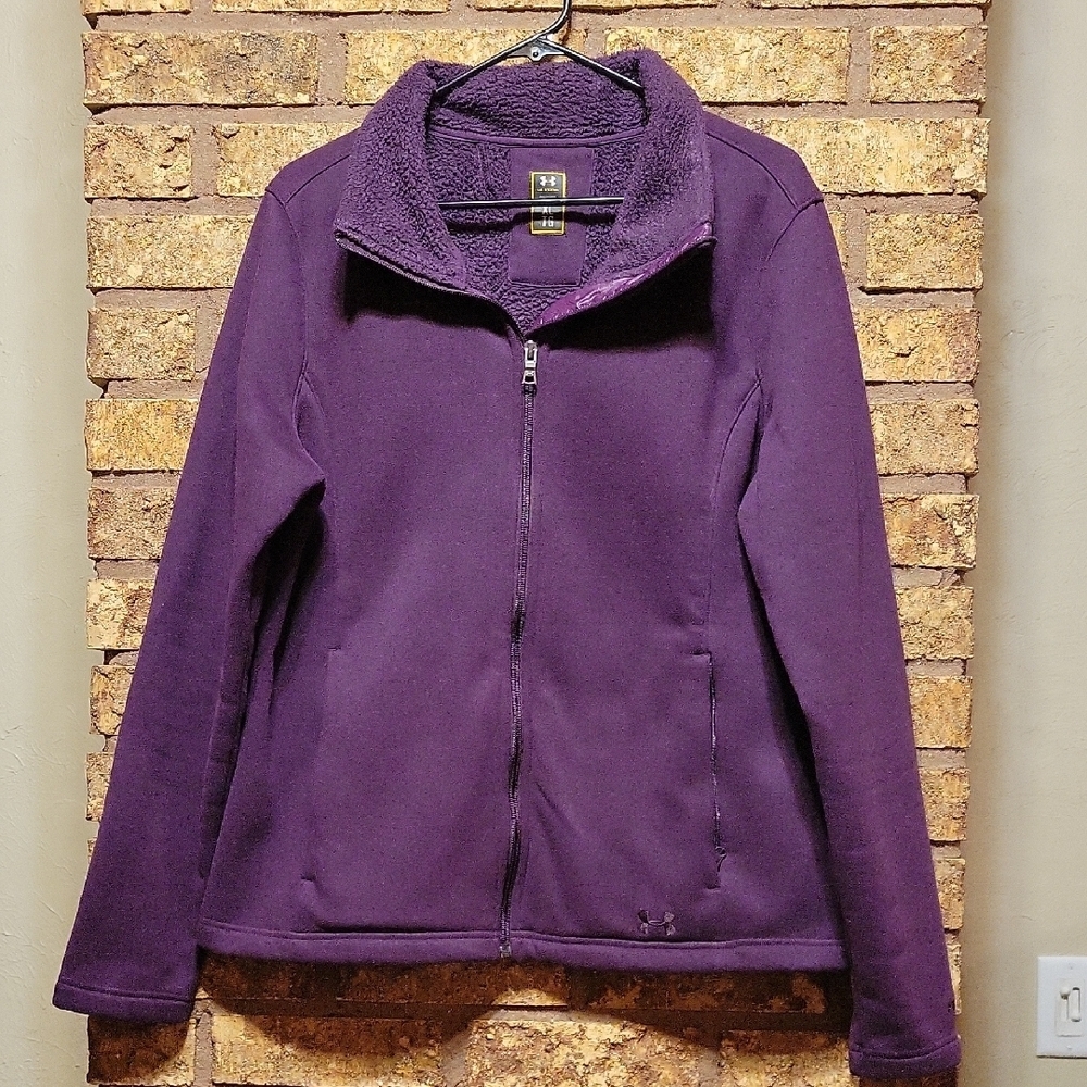 Under Armour UA Storm Water Resistant Purple Fleece Lined Zip Athletic Jacket XL